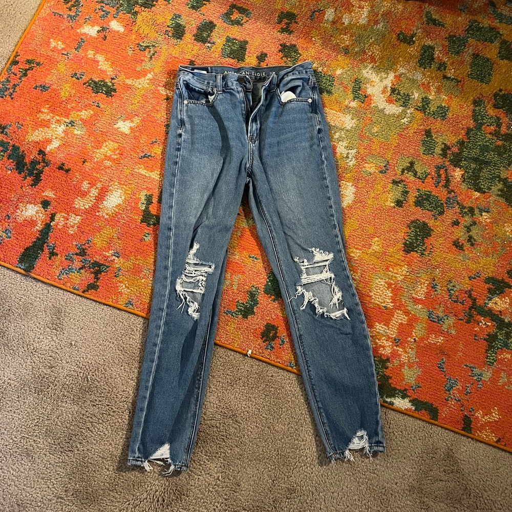 American Eagle distressed mom jeans